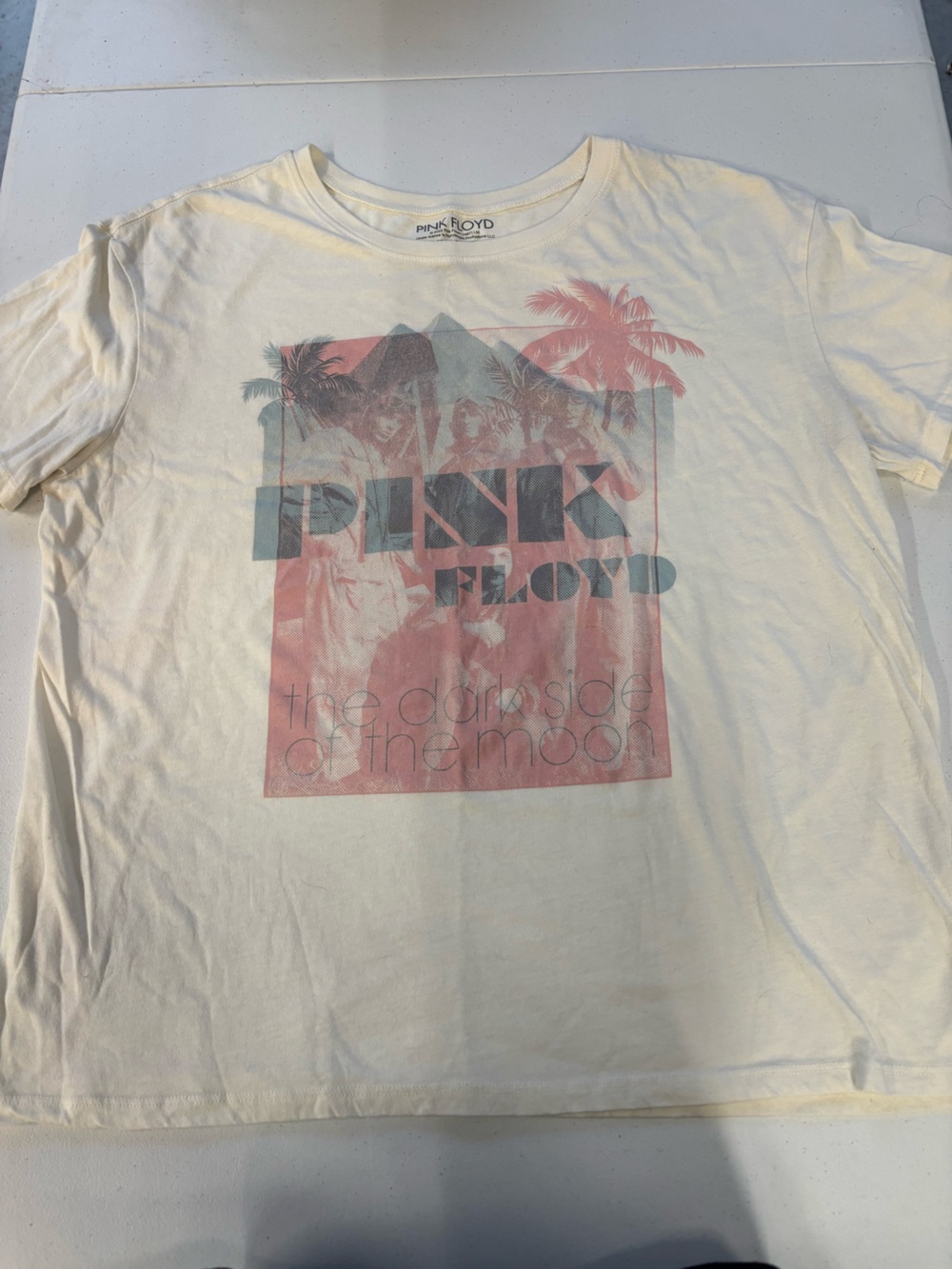 Pink Floyd Cream Tee with Pink and Blue Graphic